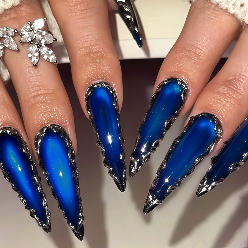 24PCSPurple Press on Nails Med - Pressed Flower Art recensione e prezzo