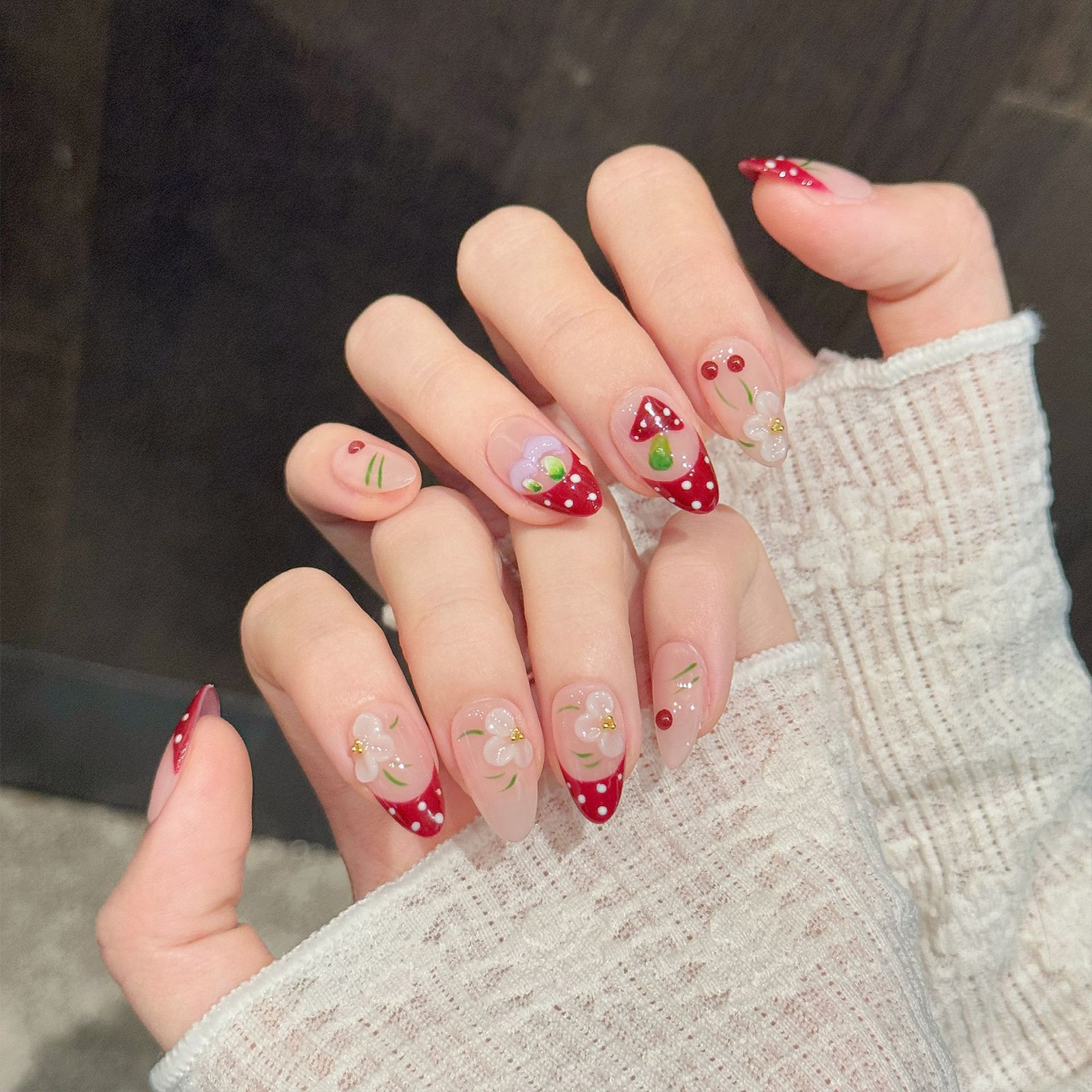 10Pcs Red White Polka Dot Desi - Pressed Flower Art recensione e prezzo