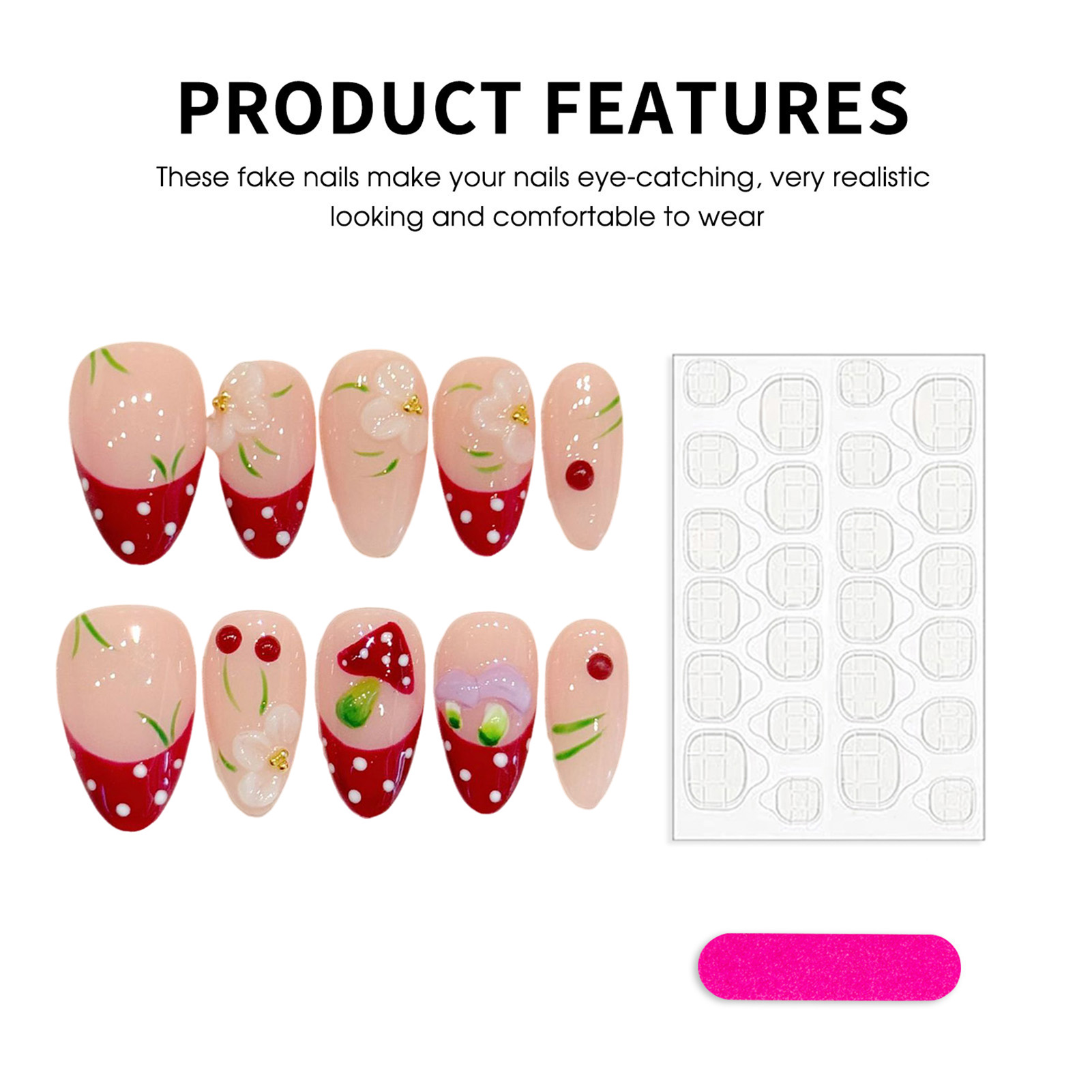 10Pcs Red White Polka Dot Desi - Pressed Flower Art recensione e prezzo