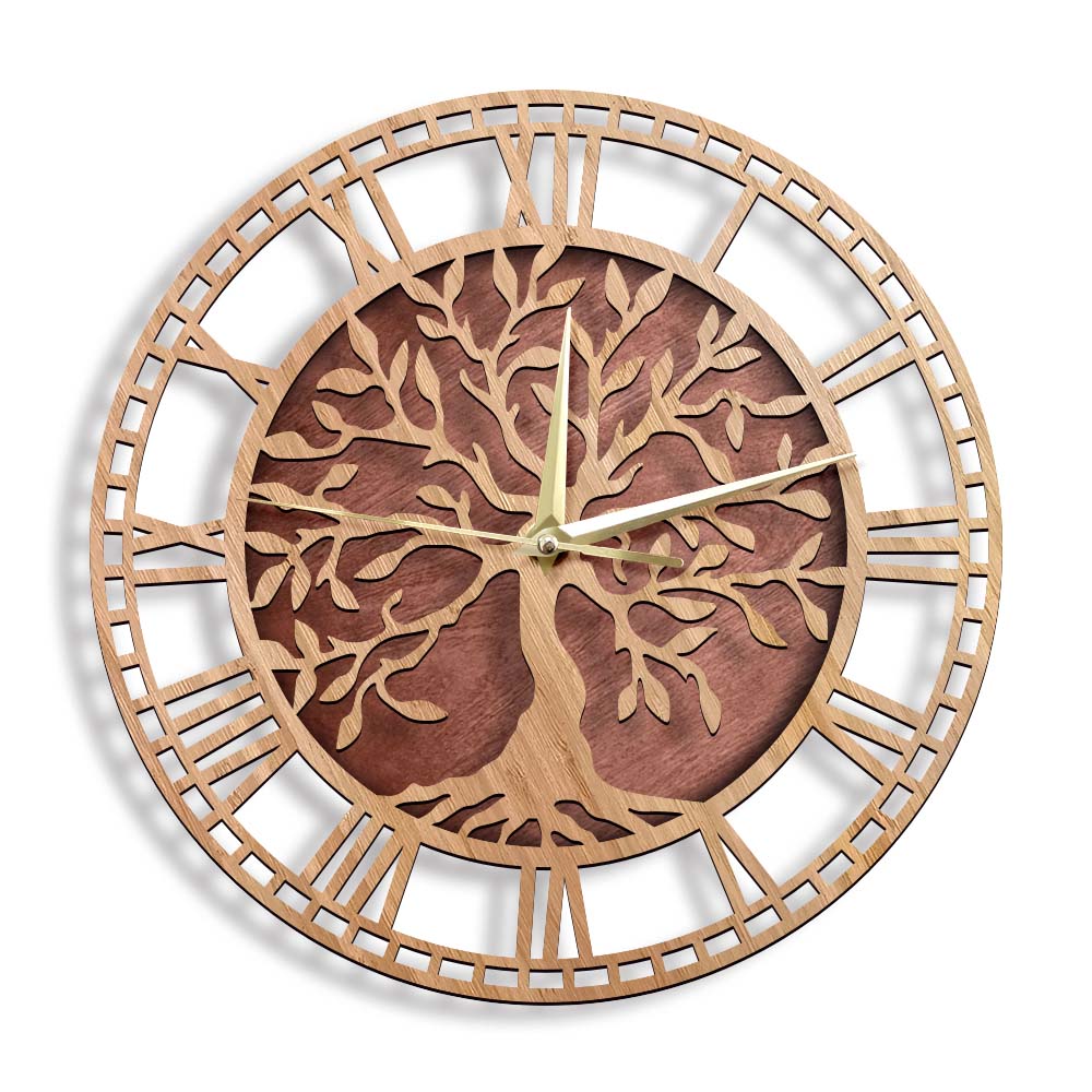 Tree of Life Wooden Wall Clock - Family Tree Print recensione e prezzo
