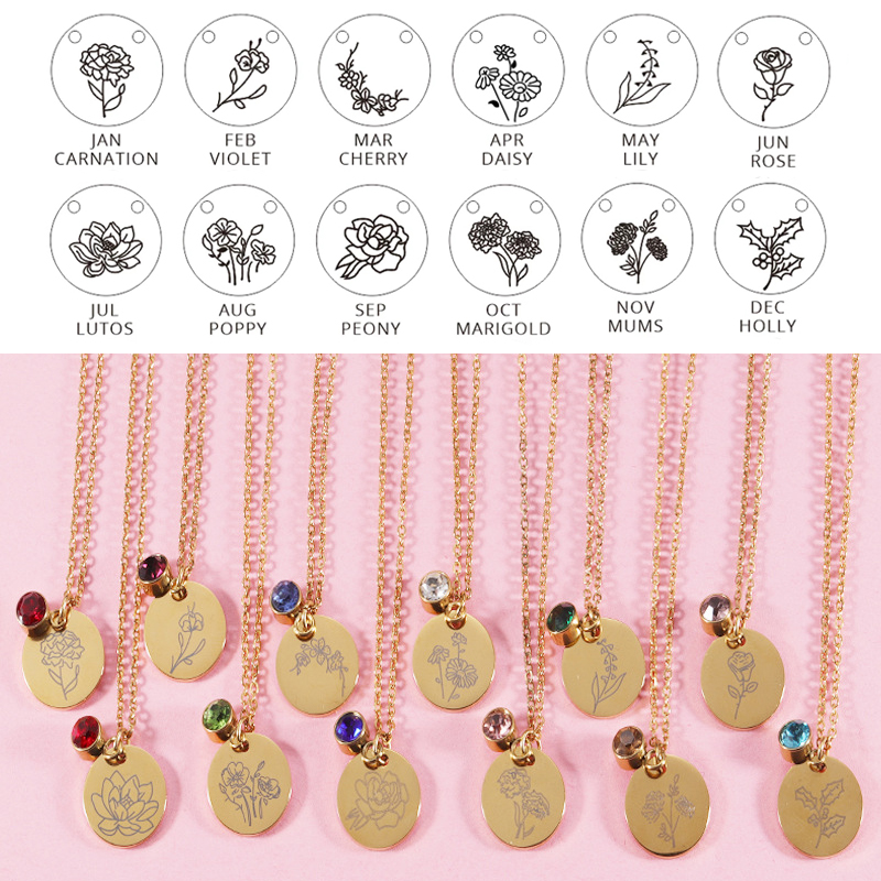 Crystal Birthstone Necklace fo - Birth Flower Necklace recensione e prezzo