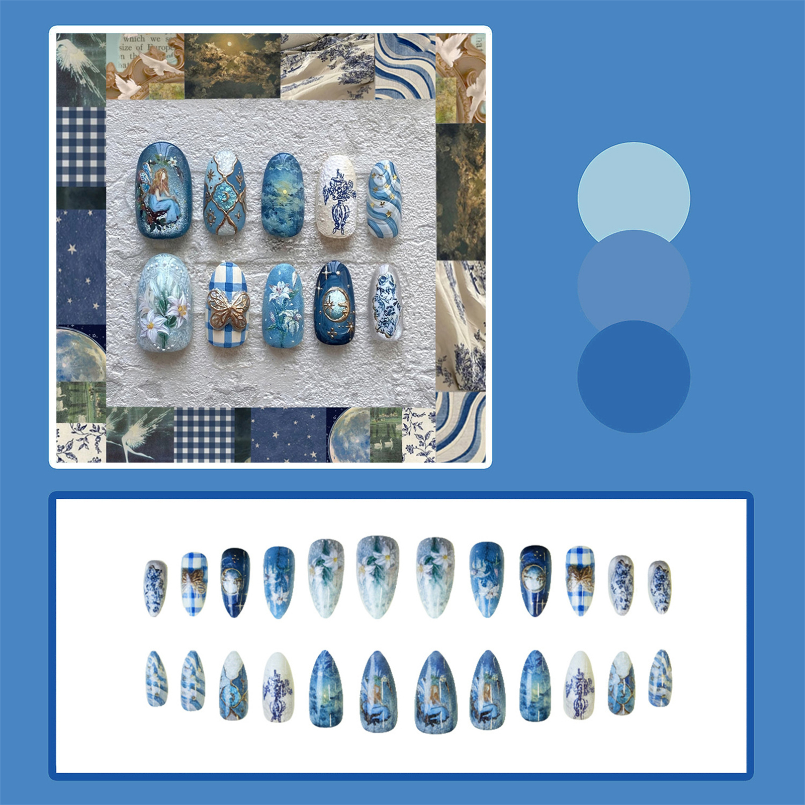24pcs Vintage Garden Fake Nail - Pressed Flower Art recensione e prezzo