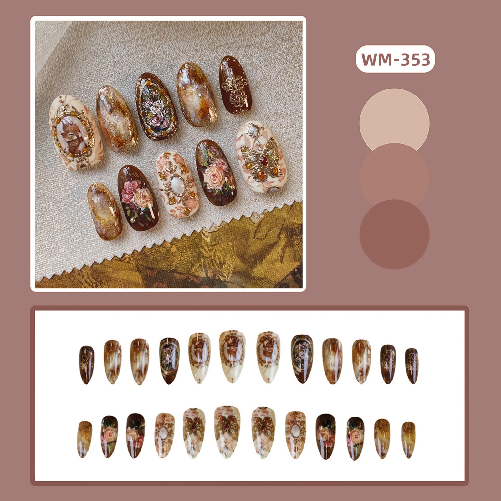 24pcs Vintage Garden Fake Nail - Pressed Flower Art recensione e prezzo