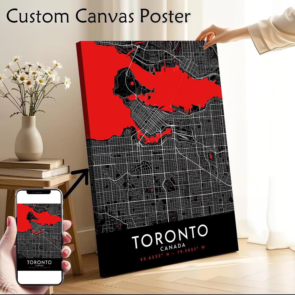 Toronto Dark Map Canvas Wall A - Custom Map Poster recensione e prezzo