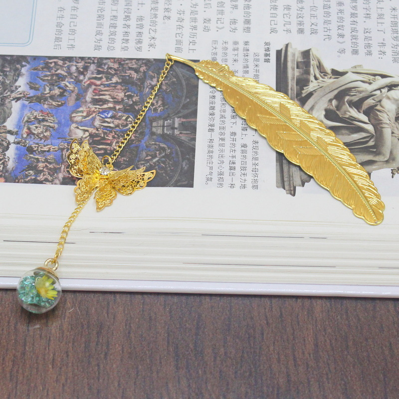 1pc Chinese Style Metal Feathe - Dried Flower Bookmark recensione e prezzo