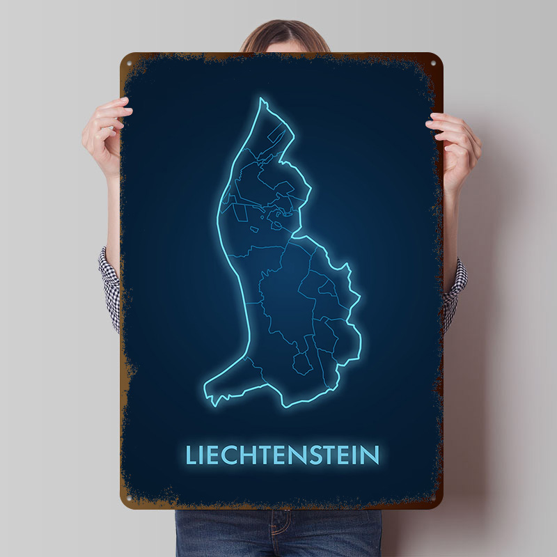 Liechtenstein Map Neon Blue Pr - Custom Map Poster recensione e prezzo