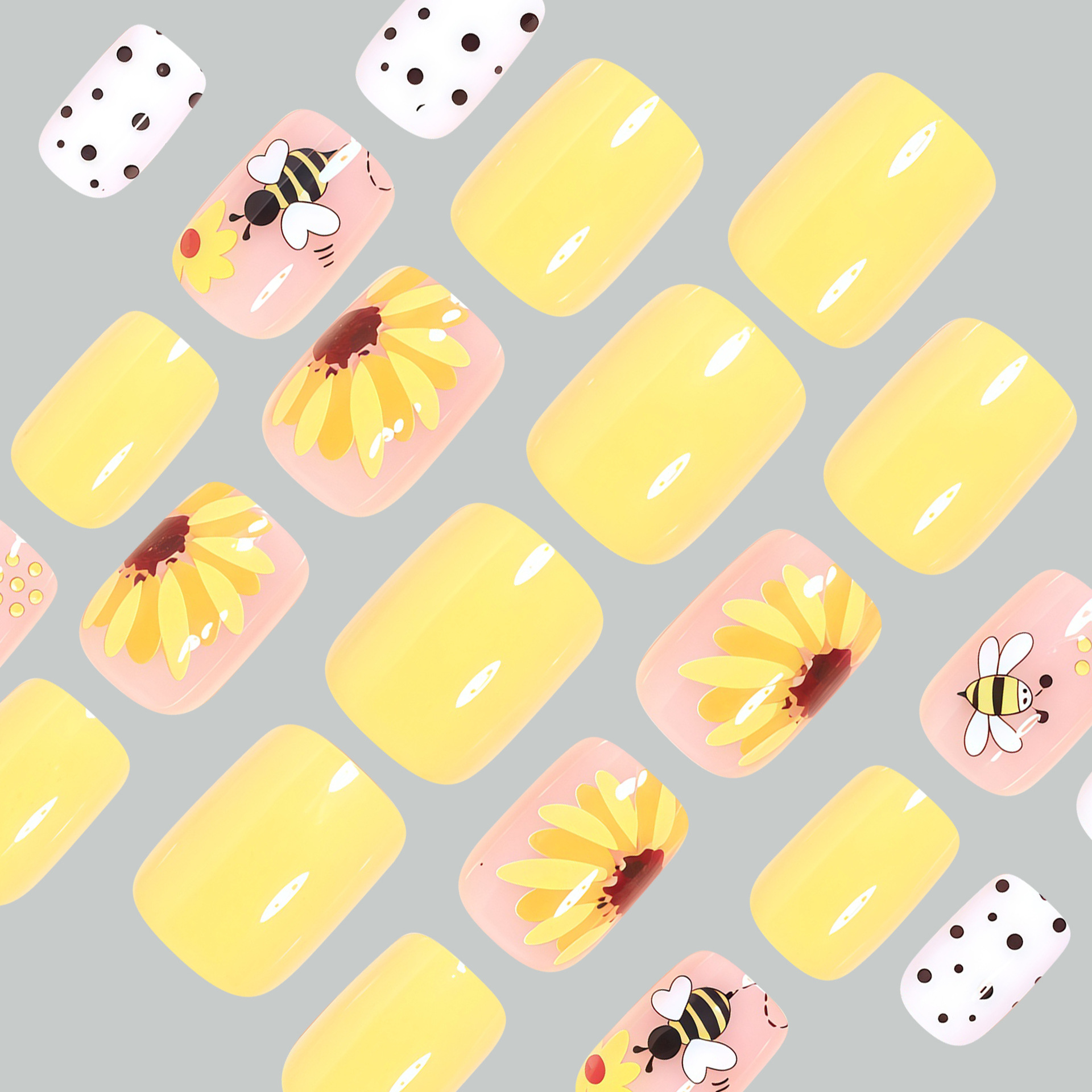 Short Square fake nails for wo - Pressed Flower Art recensione e prezzo