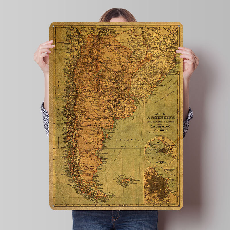 Vintage Map of Argentina Tin P - Custom Map Poster recensione e prezzo
