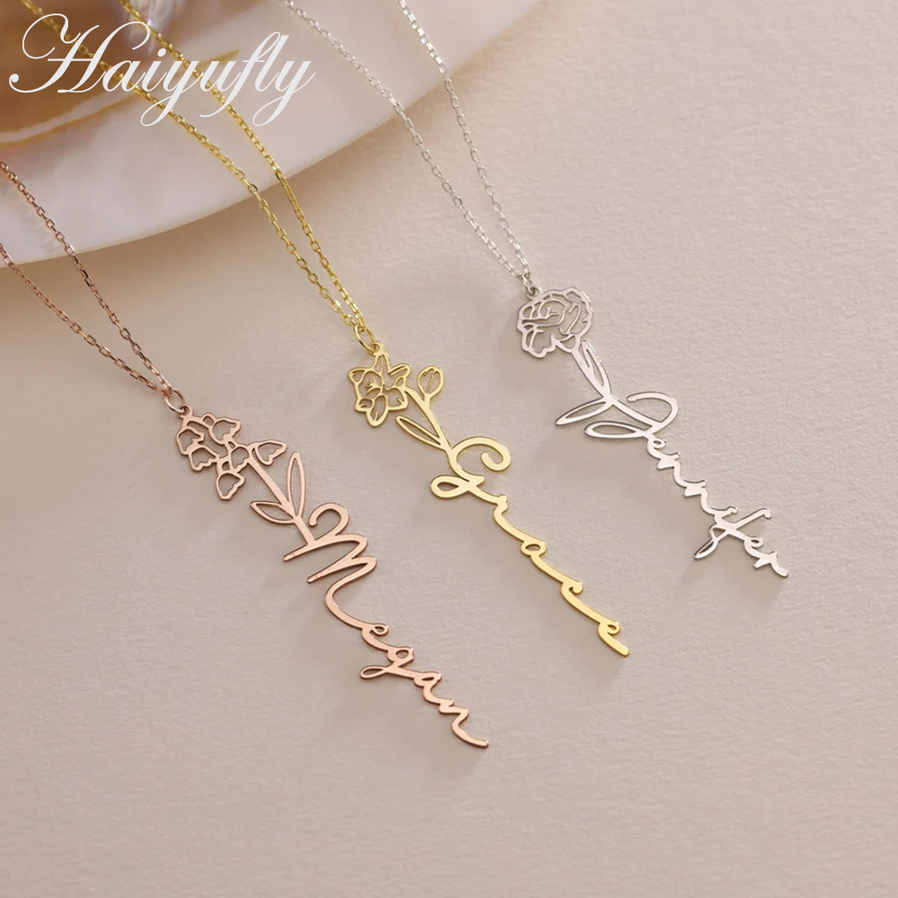 Haiyufly Custom Name Necklace  - Birth Flower Necklace recensione e prezzo