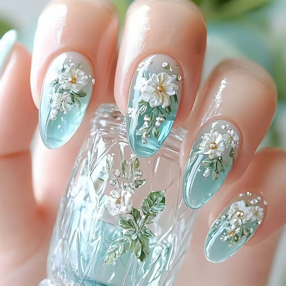 Medium fake nails for women gi - Pressed Flower Art recensione e prezzo