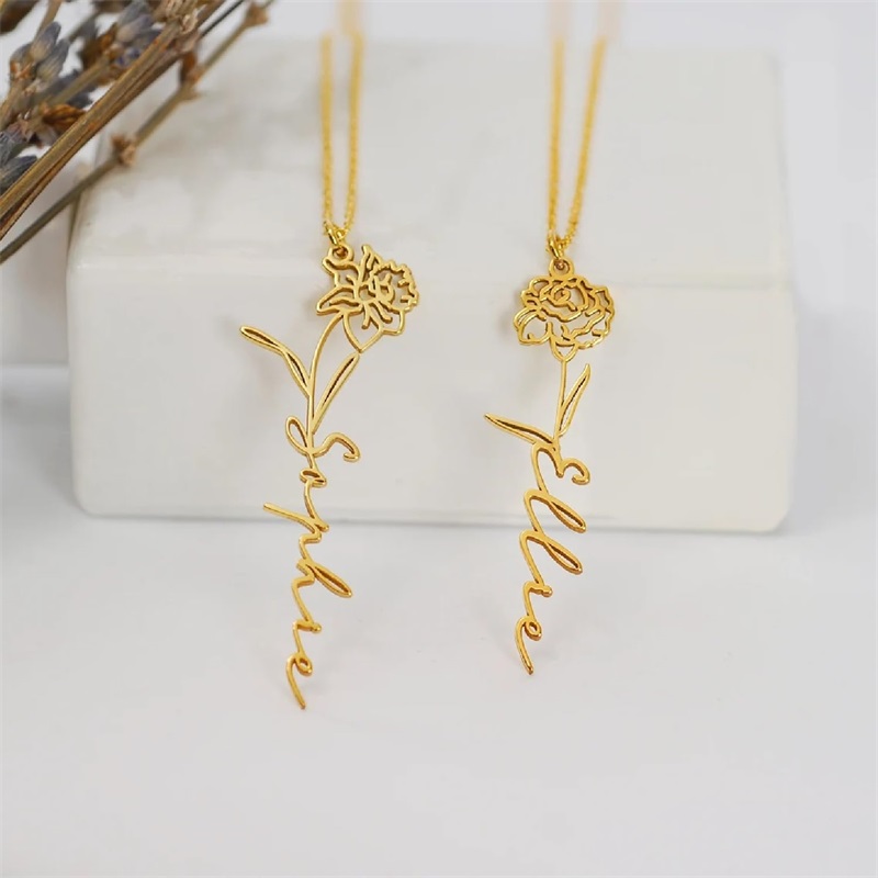 Personalized Birth Flower Name - Birth Flower Necklace recensione e prezzo