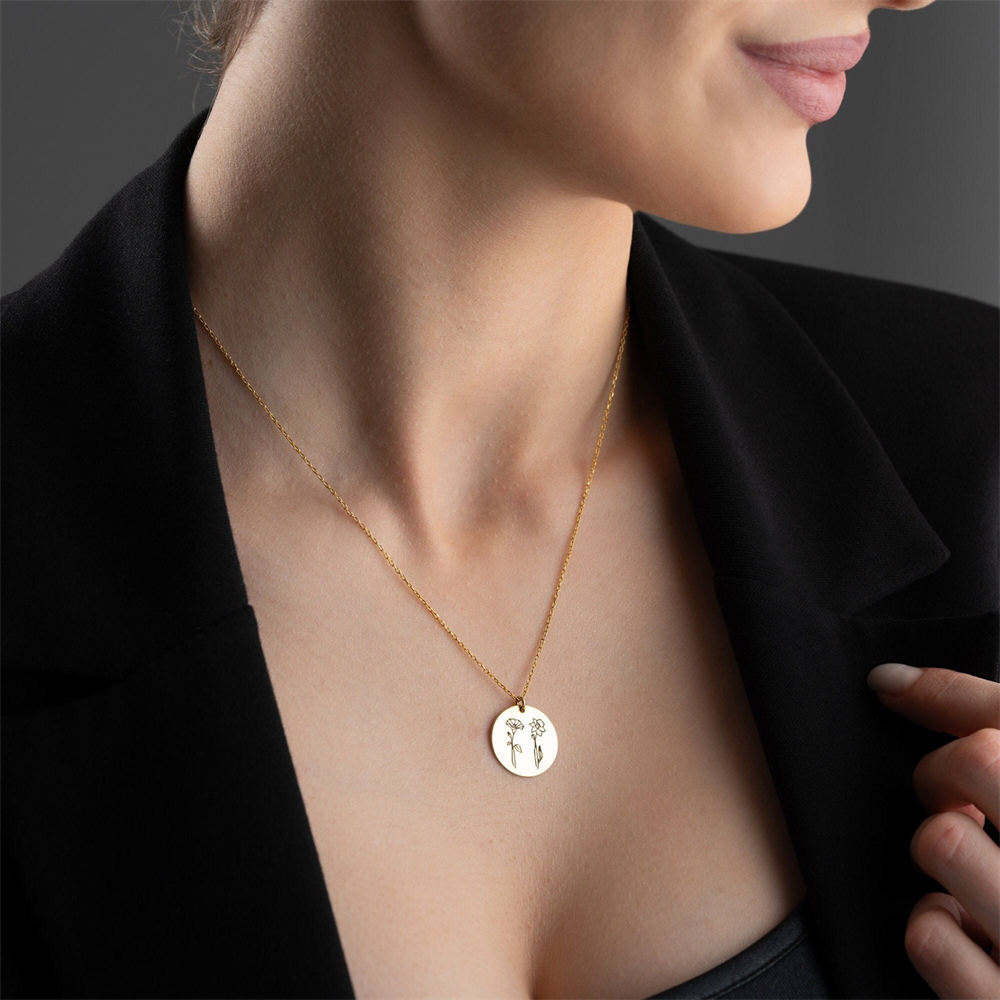 Family Birth flower Necklace C - Birth Flower Necklace recensione e prezzo