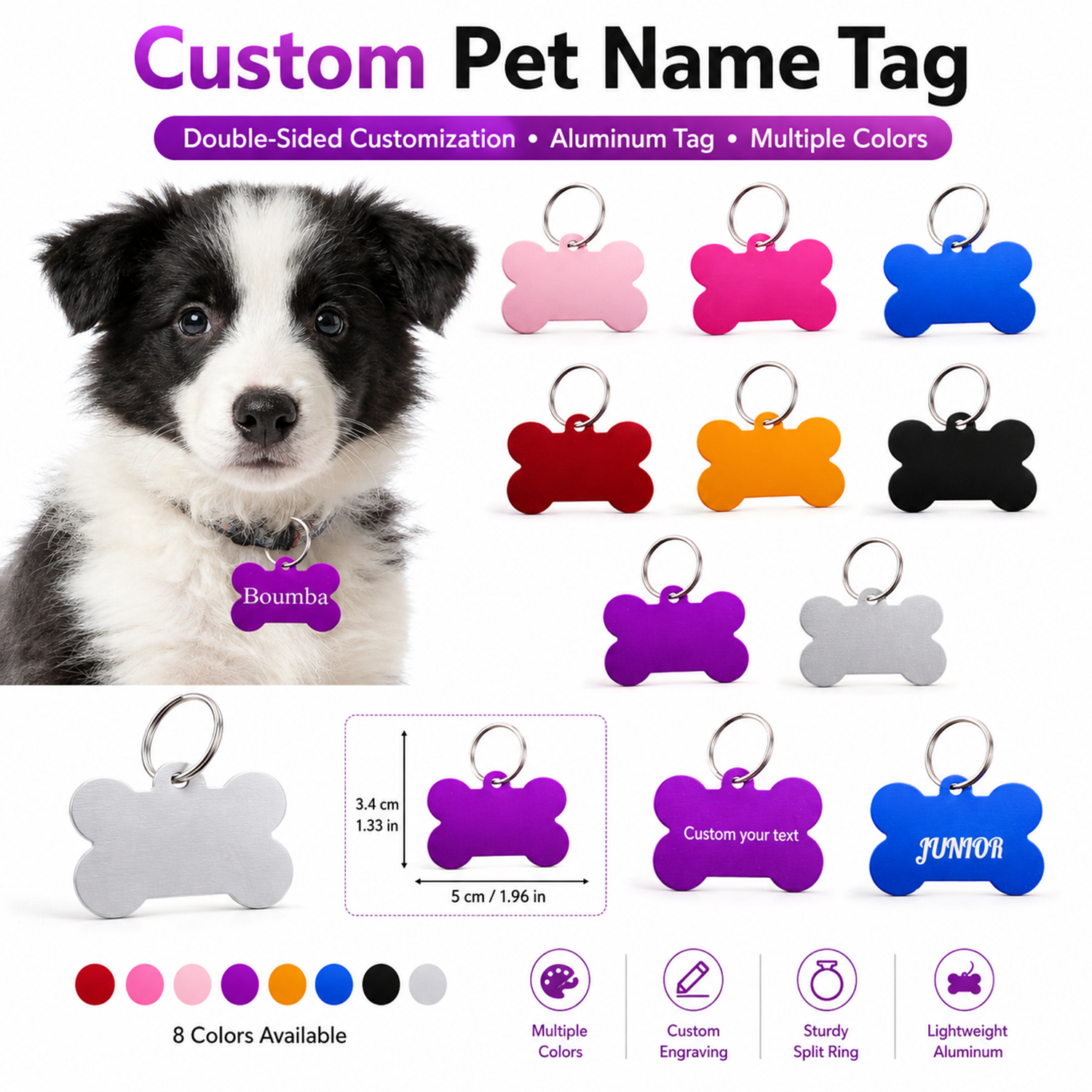Bone Shaped Custom Name Dog Ta - Pet Portrait Custom recensione e prezzo