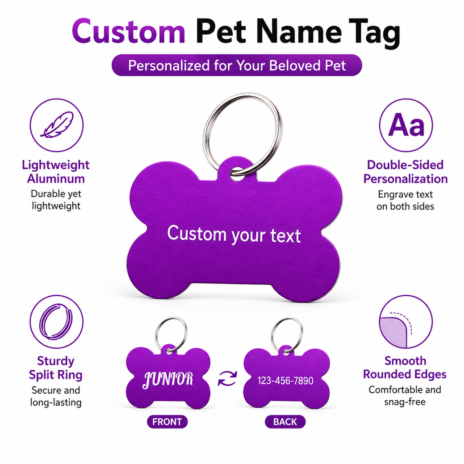 Bone Shaped Custom Name Dog Ta - Pet Portrait Custom recensione e prezzo