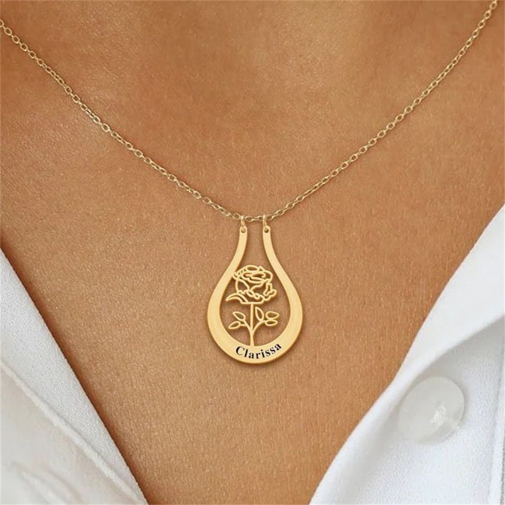 Engraved Name Birth Flower Nec - Birth Flower Necklace recensione e prezzo