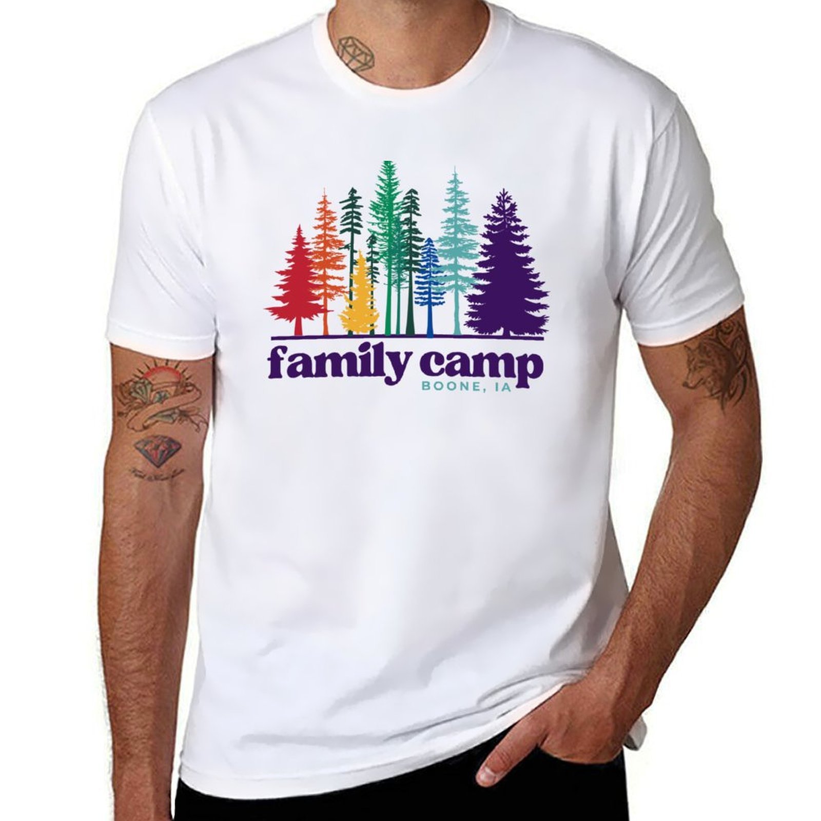 Family Camp Rainbow Trees T-Sh - Family Tree Print recensione e prezzo