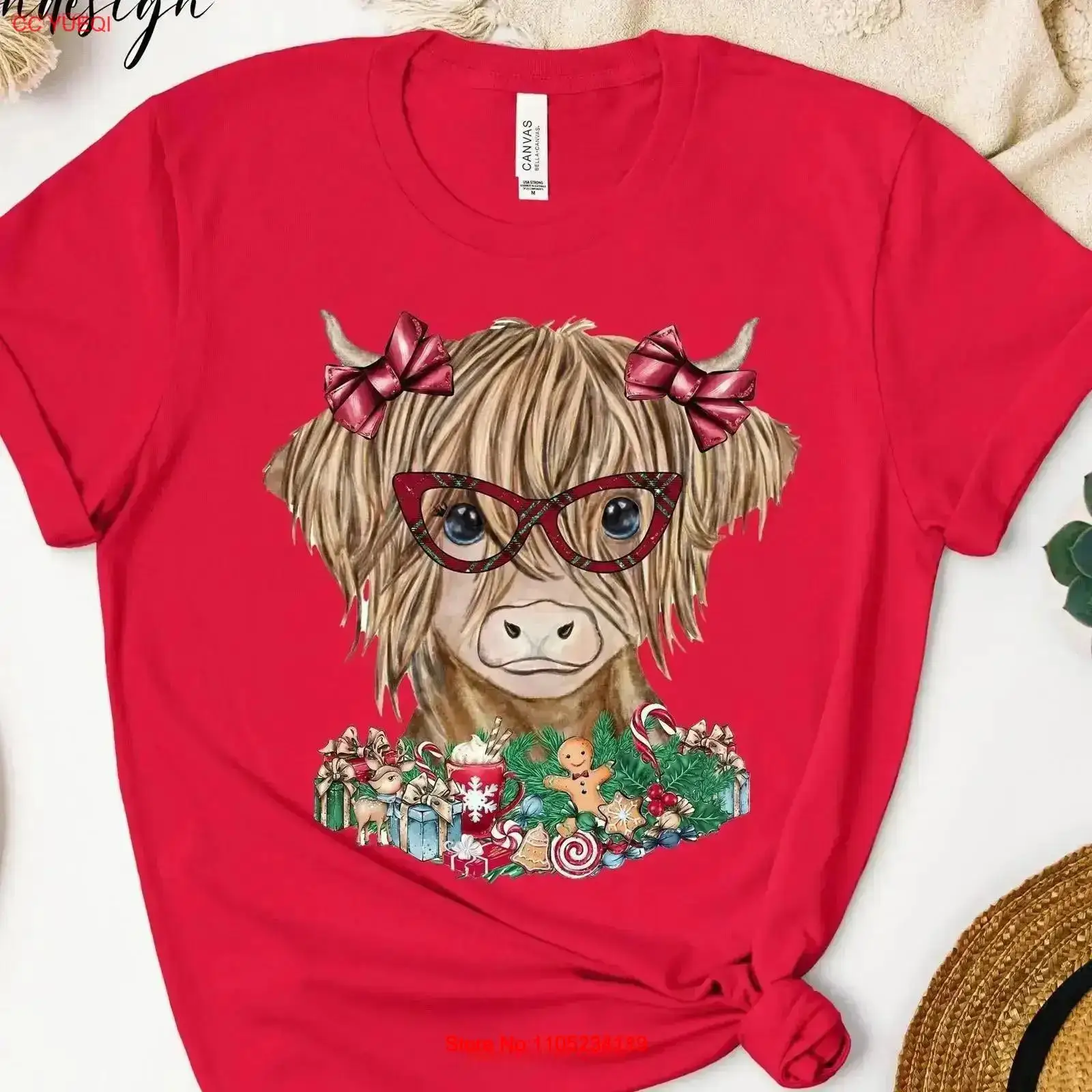 Christmas Highland Cow T Shirt - Family Tree Print recensione e prezzo